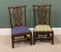 PAIR OF OPEN SPLAT ANTIQUE MAHOGANY DINING CHAIRS with 