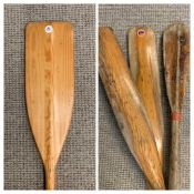 VINTAGE BOATING OARS & PADDLES (4), one labelled 