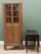 FLOORSTANDING CORNER CUPBOARD, 187cms H, 78cms W, 48cms D and a MAHOGANY GATE LEG TABLE, 70cms H,