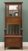 CIRCA 1920s HALLSTAND with box seat and central mirror, label for 