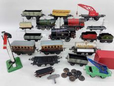 ASSORTED HORNBY 'O' GAUGE TINPLATE CLOCKWORK TRAINS, including M1 loco & tender in red no. 3435 with