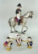 GERMAN NAPOLEONIC PORCELAIN, including figure of Napoleon Bonaparte riding Copenhagen on monogrammed