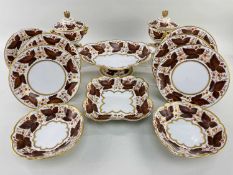 WORCESTER FLIGHT BARR & BARR PART DESSERT SERVICE decorated in brown vine leaf decoration,