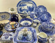 ASSORTED ANTIQUE POTTERY & CHINA, including 1846 Staffordshire Corn Law jug (chip), early 19thC blue