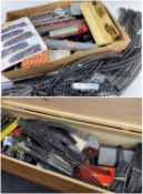 WOODEN CRATE CONTAINING QUANTITY OF VARIOUS HORNBY 00 RAILWAY EQUIPMENT & ACCESSORIES, including