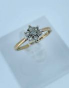 9CT GOLD DIAMOND CLUSTER RING, of flowerhead design, ring size S, 1.8gms Provenance: private