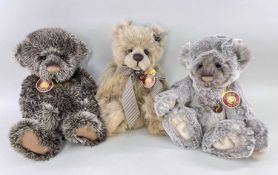 3 CHARLIE BEARS - 'Bert', CB131306, brown white, bells, 38cm h; 'Mary', CB621314, sandy brown,
