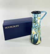 BOXED MOORCROFT POTTERY TAPERED JUG designed by Emma Bossons, 2001, of tapered form, having a high