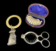 ELECTROPLATED NOVELTY COLLECTIBLES, including rabbit baby rattle with cellulose teething ring,