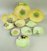 CARLTONWARE LEAFWARE, including watercress strainer with an underdish, eight other small bowls in