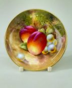 ROYAL WORCESTER FALLEN FRUIT PIN DISH, signed 'Roberts', gilt rim, signed, 9.2cm diamCondition