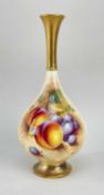 ROYAL WORCESTER FALLEN FRUIT BONE CHINA VASE, signed 'Roberts', shape 307H, decorated with peaches