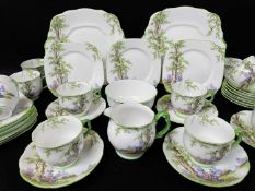 ROYAL ALBERT BONE CHINA 'GREENWOOD TREE' TEA SERVICE FOR TWELVE, comprising twelve cups, twelve