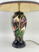 MOORCROFT POTTERY 'QUEENS CHOICE' LAMP & SHADE, decorated with succulent grapes, ripe figs and