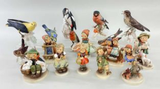 ASSORTED GOEBEL BIRD & CHILD FIGURES, including 8 birds and 9 children (17)