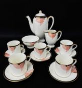 ROYAL DOULTON BONE CHINA 'TANGO' PART COFFEE SET comprising coffee pot, cream jug, sucrier, five