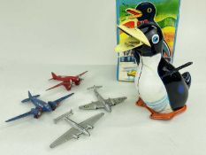 TINPLATE & DIECAST TOYS, comprising boxed Japanese clockwork tinplate 'Walking Panguin', with key,