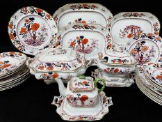 DAVENPORT 'ORISSA' PART SERVICE, decorated in the Imari palette with Oriental flowers etc.,