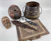 ASSORTED ETHNOGRAPHIC OBJECTS, including Congo mask, Fon brass figure of a farmer with hoe, small