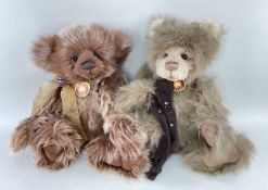 2 CHARLIE BEARS - 'Howard', CB625132, brown with yellow highlights, bell and bow, 46cm h; '
