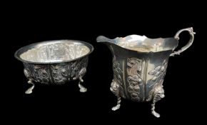 MATCHED IRISH SILVER MILK JUG & SUGAR BOWL, George Bellew & Sons, Dublin 1970 & 1971, of Georgian