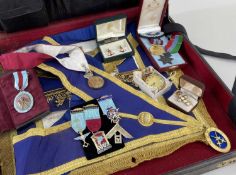 CASED MASONIC REGALIA including apron, collar relating to Frank Harold Maidment, Turner Lodge