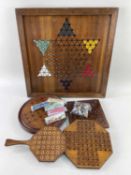 ASSORTED VICTORIAN AND LATER PARLOUR GAMES, including travel solitaire with coloured wood pegs,