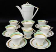 STYLISH SHELLEY ART DECO-STYLE BONE CHINA TEA SERVICE, of geometric conical shape decorated in
