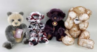 4 CHARLIE BEARS - 'Soo Lee', CB141496, black and white panda with bells, 35cm h; 'Parker', CB110307,