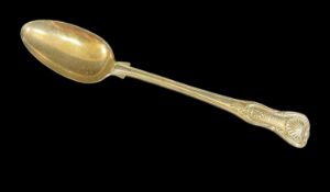 WILLIAM IV SILVER KINGS PATTERN SERVING SPOON, William Eaton, London 1832, engraved boar's head