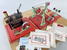 A MAMOD STATIC STEAM ENGINE & VARIOUS PULLEY SYSTEMS, together with a quantity of spare flexible