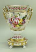 AN IMPRESSIVE CONTINENTAL TWIN-HANDLED VASE believed French, circa 1820-1830, oval campana shaped on