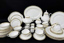 ROYAL DOULTON 'CLARENDON' PATTERN BONE CHINA SERVICE, including teapot, coffee pot, six dinner