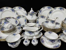 ROYAL ALBERT BONE CHINA 'MOONLIGHT ROSE' DINNERWARES comprising eight dinner plates, eight soup