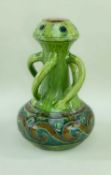 BELGIAN ART POTTERY VASE, with four loop handles and incised guilloche band, 29cm h Comments: rim