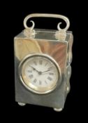 LATE VICTORIAN SILVER BOUDOIR TIMEPIECE, Birmingham 1900, with French movement, 10cm h (incl carry
