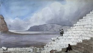 ALFRED C. BEAUMONT RA (circa 1811) watercolour - 'Theatre at Cegesta', entitled verso on The Fine