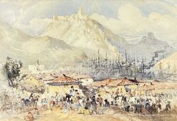 19TH CENTURY ENGLISH SCHOOL watercolour - View of Balaclava(Crimea), with handwritten note verso '
