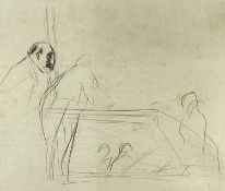 JEAN-LOUIS FORAIN (French, 1852-1931) pencil drawing - entitled verso 'Sketch for Courtroom