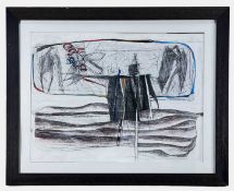 CECILY SASH (South African, 1925-2019) mixed media on paper - Scarecrow II, titled verso, signed and