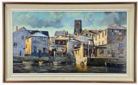 ‡ DONALD GREIG ARR, RMSA, FRSA (1916-2009) oil on board - Waterfront, Salcome, signed, titled on