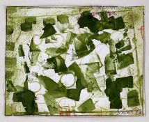 ‡ SANDRA BLOW (1925-2006) mixed media - 'Untitled (Green)', entitled verso on Belgrave Gallery