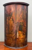 DUTCH PAINTED BOWFRONT HANGING CORNER CUPBOARD, 18th/19th Century, decorated with Old Testament