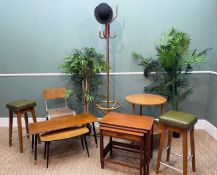 ASSORTED VINTAGE TEAK OCCASIONAL FURNITURE, comprising nest of three coffee tables (one with