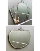 TWO CIRCA 1920s WALL MIRRORS, one in the Art Deco-style with five sections of bevelled glass,