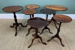 SIX REPRODUCTION TRIPOD WINE TABLES, and an oval occasional table (7) Comments: oval table converted