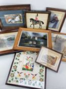 VARIOUS FRAMED & GLAZED PICTURES, including Primitive School portrait of a trooper of the second