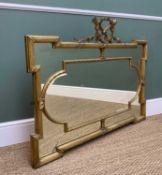 19TH CENTURY EMPIRE-STYLE GILT GESSO RECTANGULAR WALL MIRROR, with outset corners, trophy crest