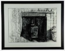 EUGENIA VRONSKAYA (Russian, b. 1966) charcoal on paper - 'The Yettle', iron stove, entitled verso on