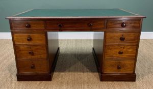 VICTORIAN-STYLE MAHOGANY PARTNER'S DESK, above three frieze drawers and pedestals similarly fitted